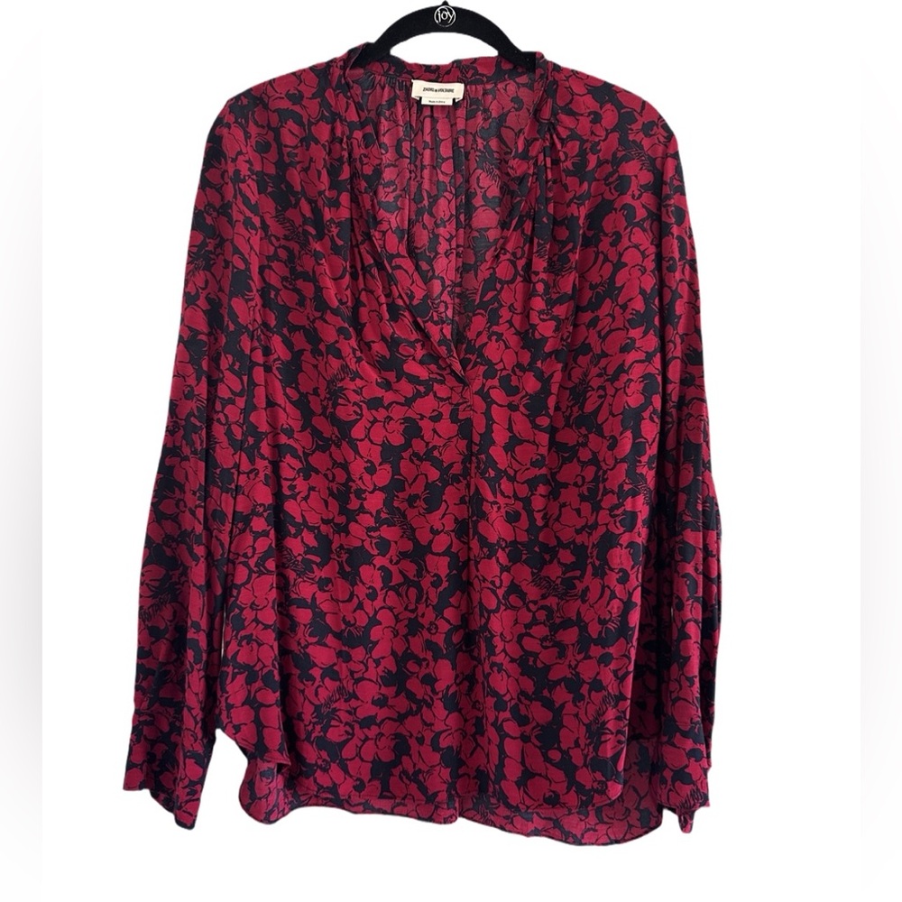 Zadig & Voltaire Red and Black Floral Blouse